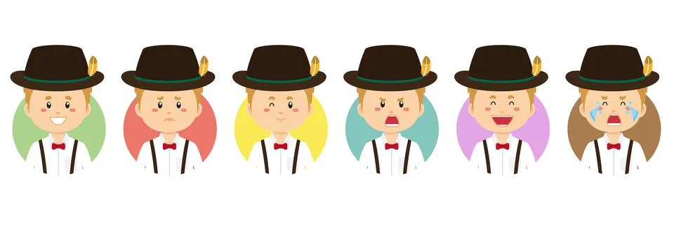 Germany Avatar with Various Expression Stock Illustration