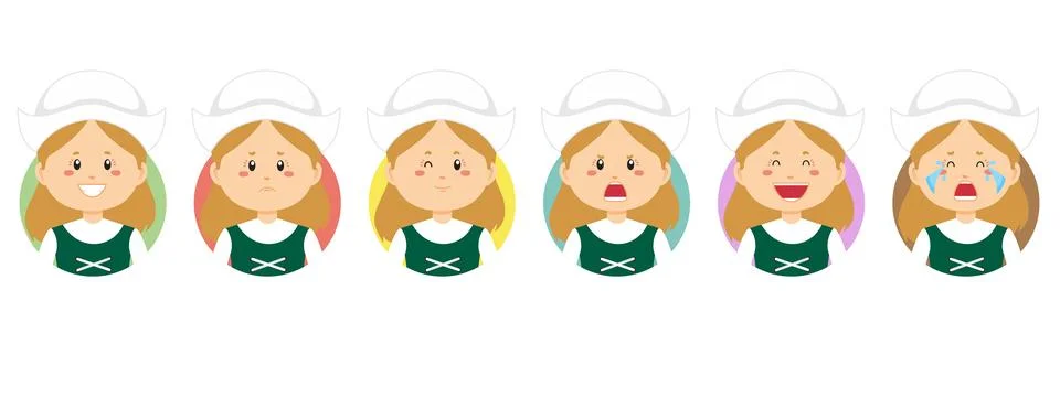 Germany Avatar with Various Expression Stock Illustration