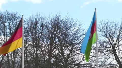 Germany Azerbaijan flags Stock Footage 236613012
