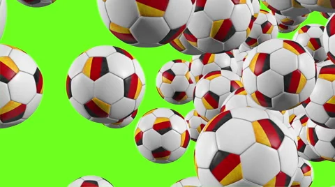 Germany balls fly on green background Stock Footage 42211430