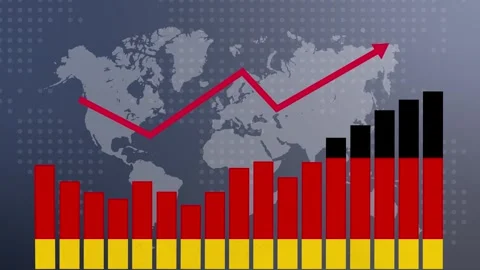 Germany bar chart graph with ups and downs, increasing values, concept of e.. Stock Footage 276849577