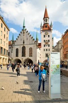 Germany Bavaria Munich. The old town hall (Altes Rathaus). Marienplatz Stock Photos