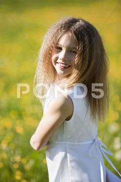 Germany, Bavaria, Portrait of a girl (8-9), side view Stock Photos