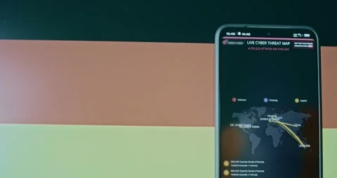 Germany is behind the cyber attacks, live cyber attack map and German flag Stock Footage 310845139