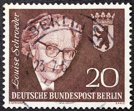 GERMANY, Berlin - CIRCA 1961: a postage stamp from Germany, Berlin with a por Stock Photos