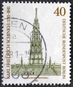 GERMANY, Berlin - CIRCA 1981: Postage stamp printed in Germany shows Kreuzber Stock Photos