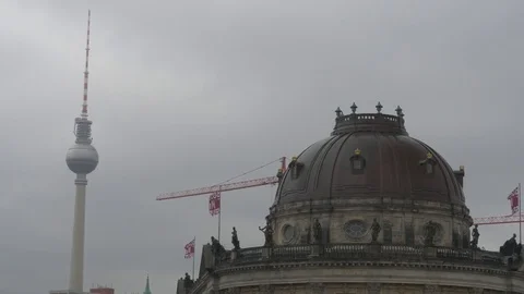 Germany, Berlin, Dome of Museum Bode, TV Tower, January 4, 2017 Stock Footage 71716217
