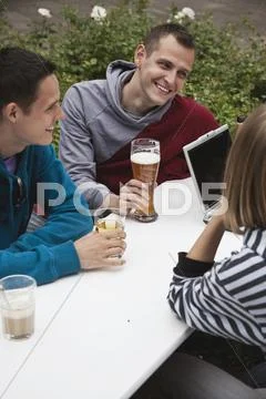 Germany, Berlin, Friends enjoying and having fun Stock Photos