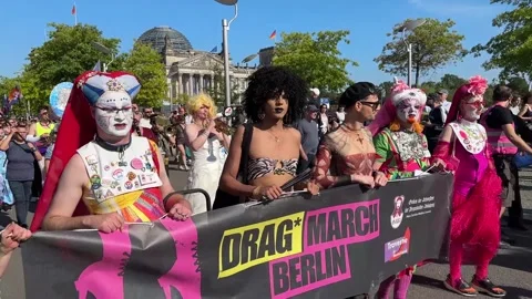 Germany: Berlin Holds First Official Drag March Ahead of Pride Parade Stock Footage 340430081