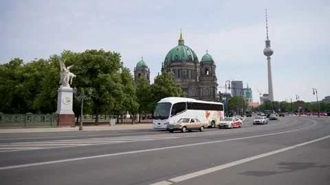 Germany, Berlin, June 2, 2026. Berlin Cathedral and TV Tower Across Busy City Stock Footage 336267008
