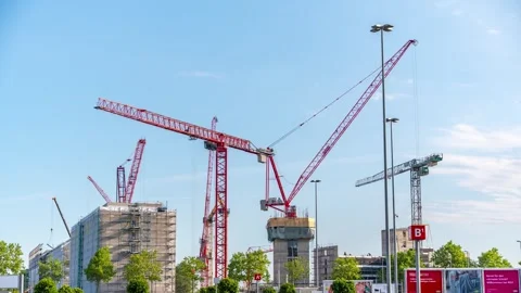 Germany Berlin May 24, 2025. Timelapse of a construction site with multiple Stock Footage 310051405