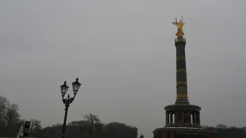 Germany, Berlin, Victory Column, Pan, January 8, 2017 Stock Footage 71715955