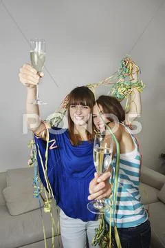 Germany, Berlin, Young women having fun, smiling Stock Photos