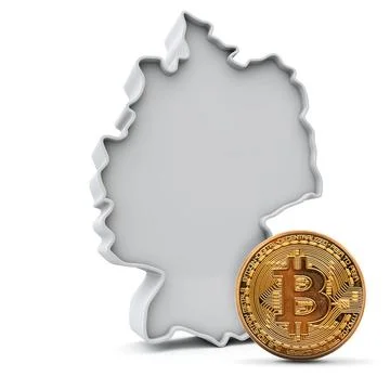Germany bitcoin background. Cryptocurrency coin with map. 3D Rendering Stock Illustration
