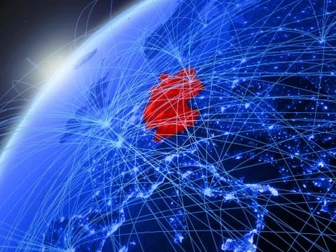 Germany on blue Earth with network Illustrazione stock