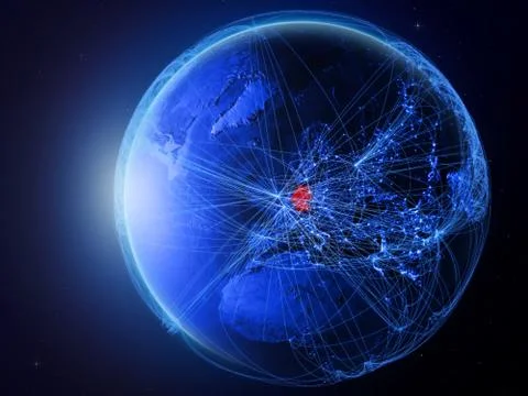 Germany on blue Earth with network Illustrazione stock