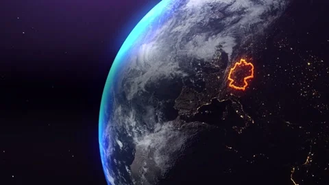 Germany border outline from space Stock Footage 195691544