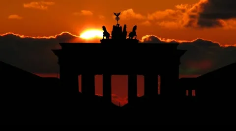 Germany The Brandenburg Gate sunset Stock Footage 10858119