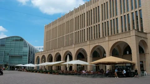 Germany, Chemnitz, Circa 2022. The square in front of the Red Tower Gallery. Stock Footage 221551143