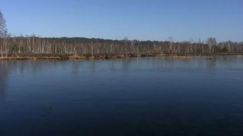 Germany Chiemgau moorland ice lake in winter Stock Footage