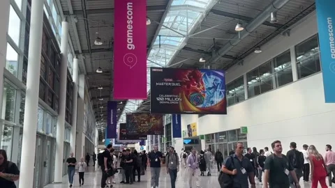 Germany: Chinese Game Developers Shine at Gamescom in Cologne 動画素材 343733687