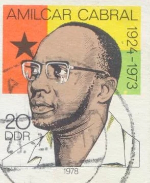 GERMANY - CIRCA 1978: A stamp printed in Cuba shows portrait of Amilcar Cabral Stock Photos