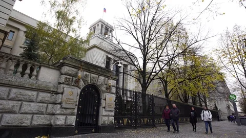 GERMANY, CIRCA 2017: Building Of Russian Federation Embassy in Berlin Stock-Footage 89410366