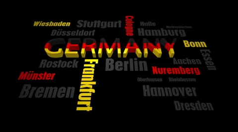 Germany Cities Word Cloud on Black Stock Footage 37022945