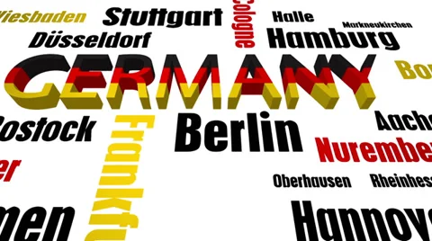Germany Cities Word Cloud on White Stock Footage 37022309