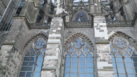 Germany, Cologne, Cologne Cathedral in sunlight, Detail of the cathedral Stock Footage 227341871