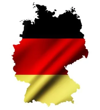 Germany contour map with waving Germany flag overlay on it. Raster version Stock Illustration
