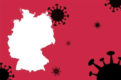 Germany corona virus update with  map on corona virus background,report new c Stock Illustration