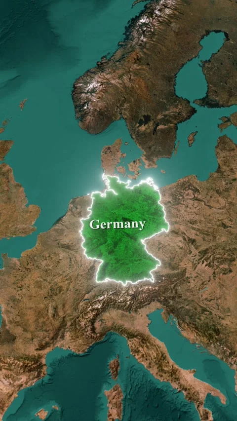 Germany Country Highlighted on World Map, Vertical 3D Satellite Zoom In Ani.. Stock Footage 344524594