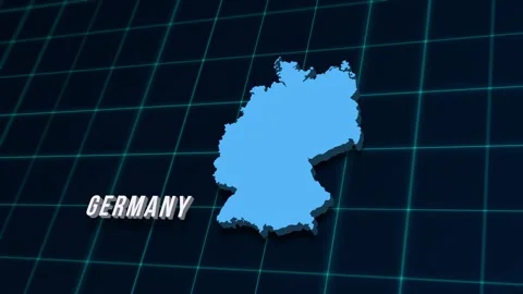 Germany country map 3d digital animation on coordinates grid. 4K video 스톡 동영상 280324842