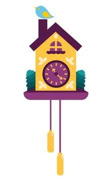 Germany cuckoo clock cute bird Stock Illustration
