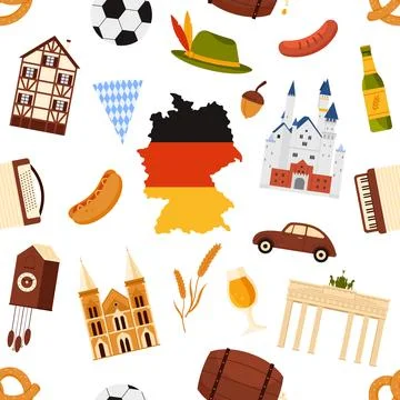 Germany Culture Seamless Pattern Vector Design Stockillustratie