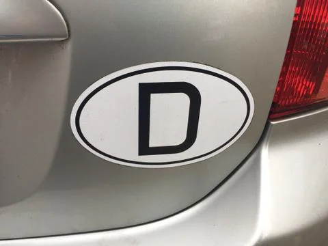 Germany D international identity code letters oval sticker Stock-Fotos
