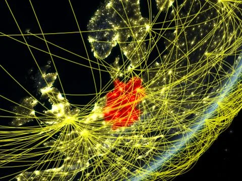 Germany on dark Earth with network Illustrazione stock