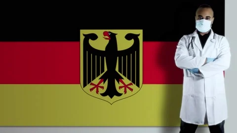 Germany  doctor with flag Video stock 153363543