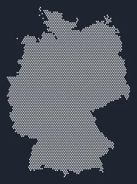 Germany dotted map, white dots on dark background Illustrazione stock