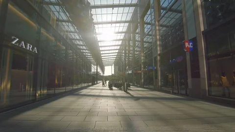 Germany Dresden empty shopping mall Prager street due to coronavirus covid-19 Видео 113096168