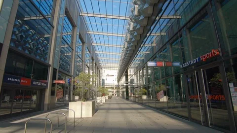 Germany Dresden empty shopping mall Prager street due to coronavirus covid-19 스톡 동영상 113096239