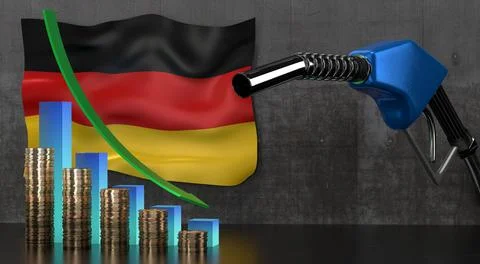Germany - dropping fuel prices concept - 3D illustration 库存插图
