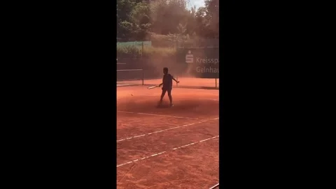 Germany: Dust devil spins across tennis court in Freigericht, Germany Video stock 340200854