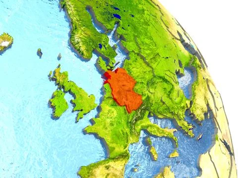 Germany on Earth in red Stock Illustration