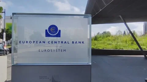 Germany: The ECB meets forecasts and lowers interest rates by 25 basis point... Stock Footage 277191061