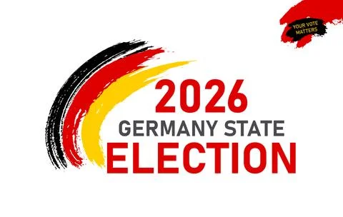 Germany Election 2026 Bold Brush Style Poster Stock Illustration
