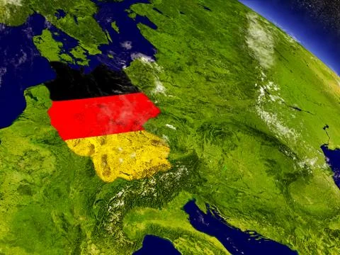 Germany with embedded flag on Earth Illustrazione stock