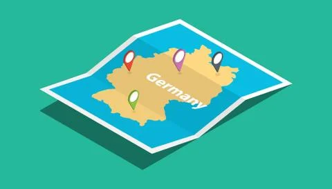 Germany explore maps with isometric style and pin location tag on top Stock-Illustration