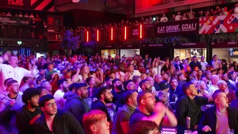 Germany: Fans react: Watkins’s goal and the final whistle taking England to... Video stock 280452917